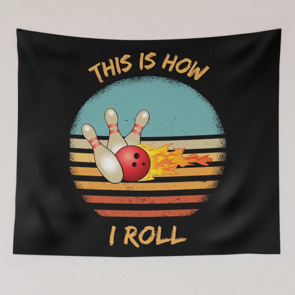 Item preview, This Is How I Roll Bowling Pun Grunge Retro Sunset In Black designed and sold by LuckyKermit.