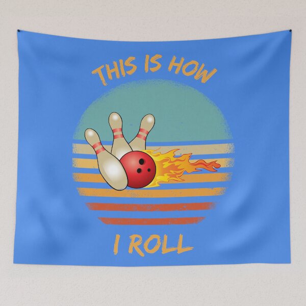 Item preview, This Is How I Roll Bowling Pun Grunge Retro Sunset In Blue designed and sold by LuckyKermit.