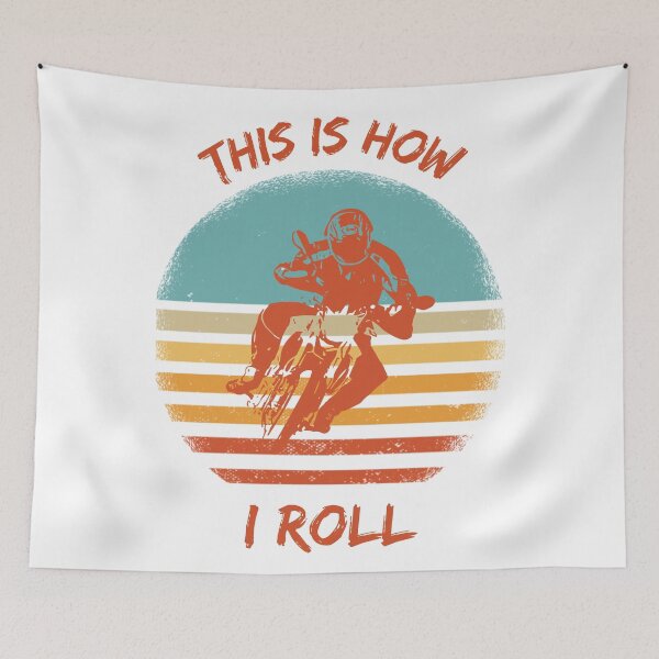 Item preview, This Is How I Roll Motorcycle Pun Grunge Retro Sunset designed and sold by LuckyKermit.