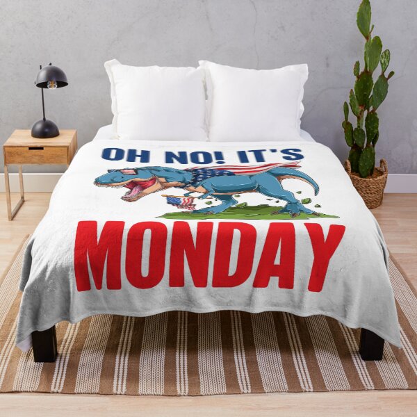 Item preview, ¡Oh no! Es lunes dinosaurio llevar bandera de EE. UU. designed and sold by Giftsala247.