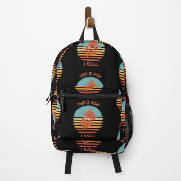 Item preview, This Is How I Roll Motorcycle Pun Grunge Retro Sunset In Black designed and sold by LuckyKermit.