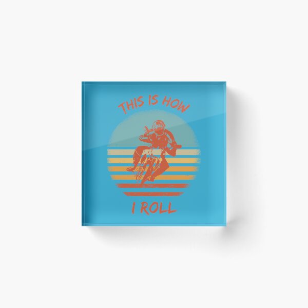 Item preview, This Is How I Roll Motorcycle Pun Grunge Retro Sunset In Blue designed and sold by LuckyKermit.