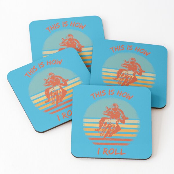 Item preview, This Is How I Roll Motorcycle Pun Grunge Retro Sunset In Blue designed and sold by LuckyKermit.