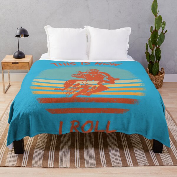Item preview, This Is How I Roll Motorcycle Pun Grunge Retro Sunset In Blue designed and sold by LuckyKermit.