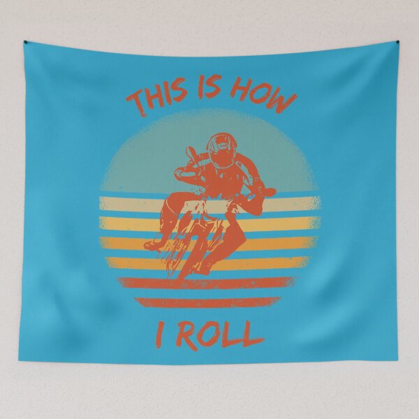 Item preview, This Is How I Roll Motorcycle Pun Grunge Retro Sunset In Blue designed and sold by LuckyKermit.