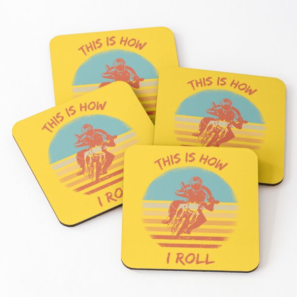 Item preview, This Is How I Roll Motorcycle Pun Grunge Retro Sunset In Yellow designed and sold by LuckyKermit.