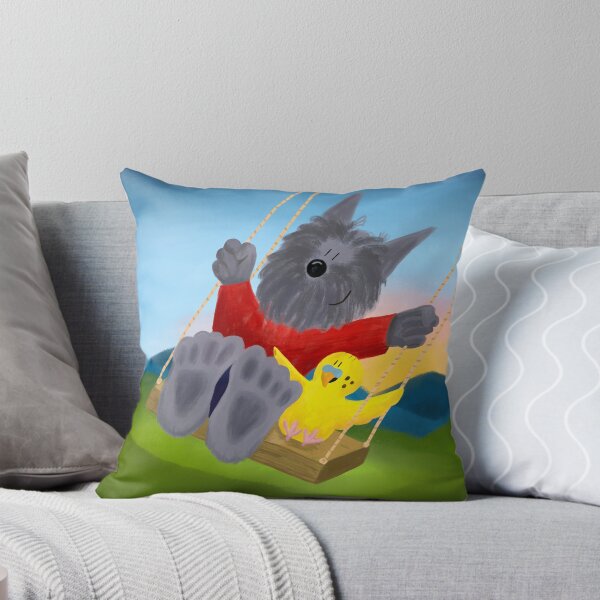 Item preview, Swing! Cute Painting of a Scottie Dog and Parakeet designed and sold by HalloMolly.