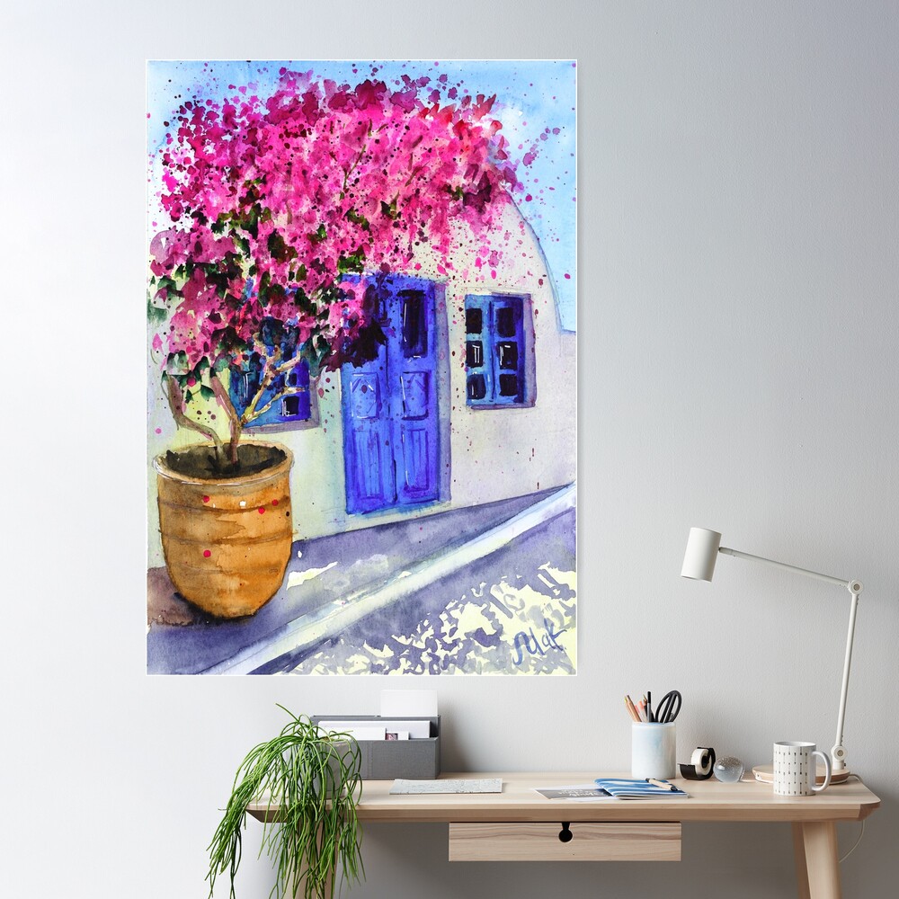 Greece Landscape Watercolor Print Poster for Sale by NatalyMak