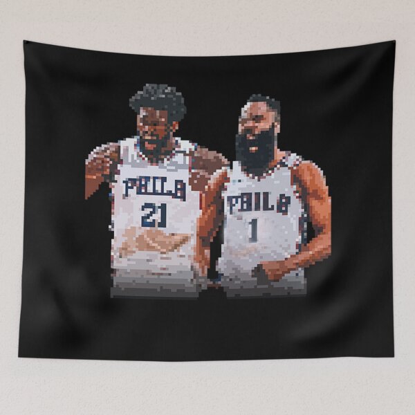 Item preview, Joel Embiid and James Harden of the Philadelphia 76ers Pixel Art designed and sold by Quadghouls.
