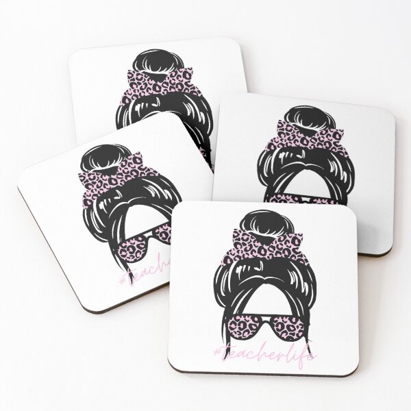 Item preview, #teacherlife Messy Bun and Pink Leopard Print designed and sold by Not A Typical  Teacher.