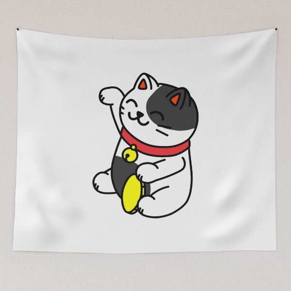 Item preview, Japanese Cat - Maneki Neko - Lucky Cat White-Black designed and sold by RiciPaneto.
