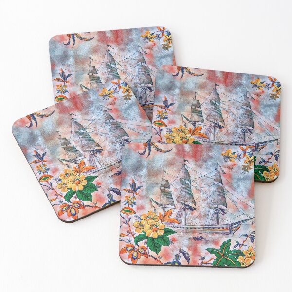 Item preview, Antique tapestry with boat and flower motif designed and sold by MarieClaude1954.