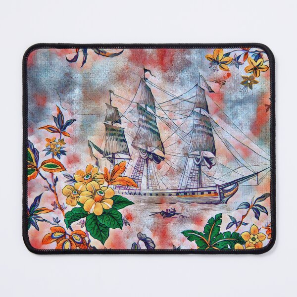 Item preview, Antique tapestry with boat and flower motif designed and sold by MarieClaude1954.