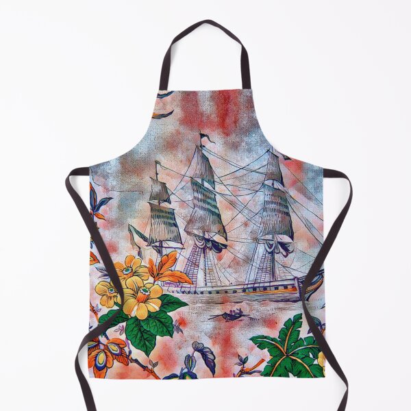 Item preview, Antique tapestry with boat and flower motif designed and sold by MarieClaude1954.