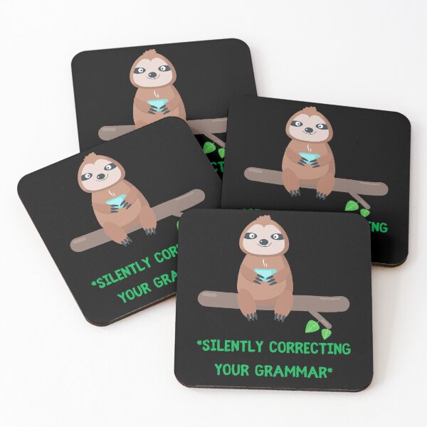Item preview, Silently Correcting Your Grammar Sloth Drinking Tea In Black designed and sold by LuckyKermit.