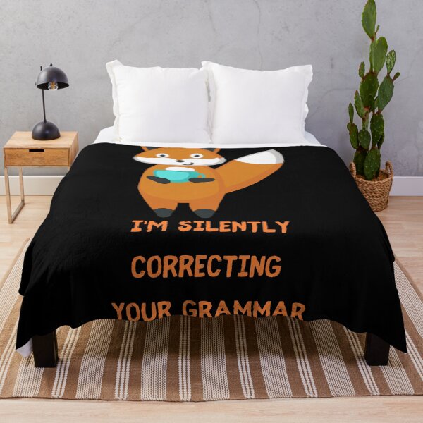 Item preview, I'm Silently Correcting Your Grammar Fox Drinking Tea In Black designed and sold by LuckyKermit.