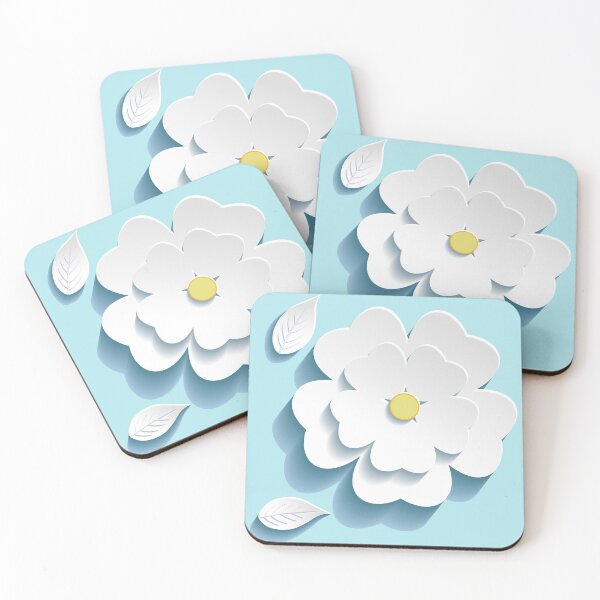 Item preview, 3-dimensional white flower with leaf designed and sold by lerta.