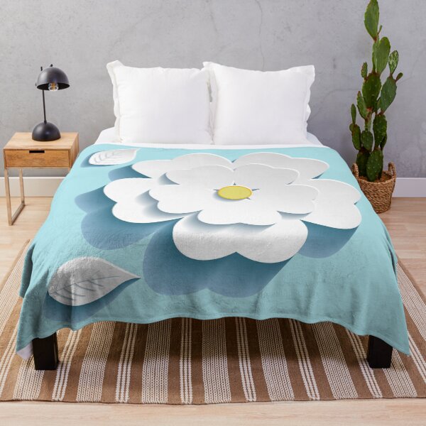 Item preview, 3-dimensional white flower with leaf designed and sold by lerta.