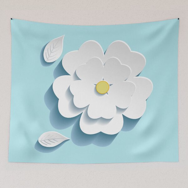 Item preview, 3-dimensional white flower with leaf designed and sold by lerta.