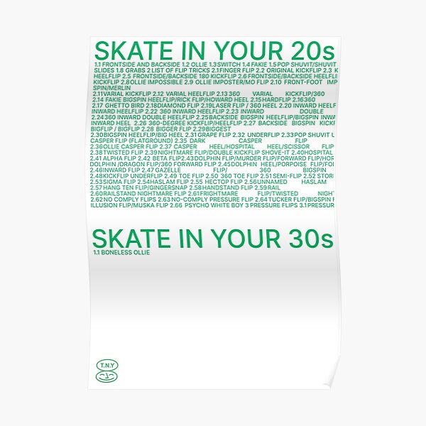 Skate in your 20s vs skate in your 30s Poster