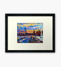 CANADIAN LANDSCAPE HOCKEY ART PAINTINGS WINTER SCENES OF CANADA CAROLE SPANDAU Framed Print