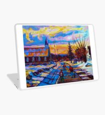 CANADIAN LANDSCAPE HOCKEY ART PAINTINGS WINTER SCENES OF CANADA CAROLE SPANDAU Laptop Skin