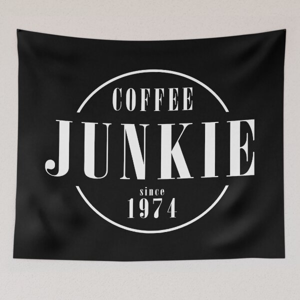 Item preview, Coffee Junkie since 1974 - Black designed and sold by AlfabetDesign.