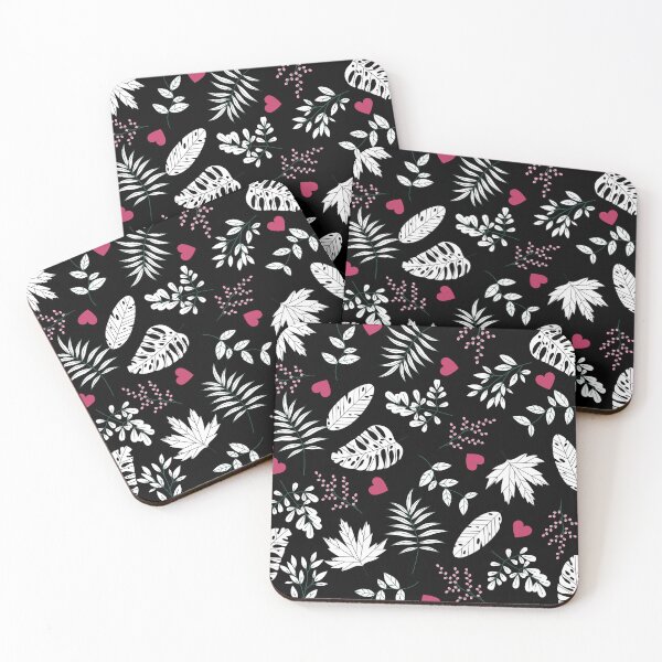 Item preview, Black Forest with White Leaves (with pink) designed and sold by Dorina Larsdotter.