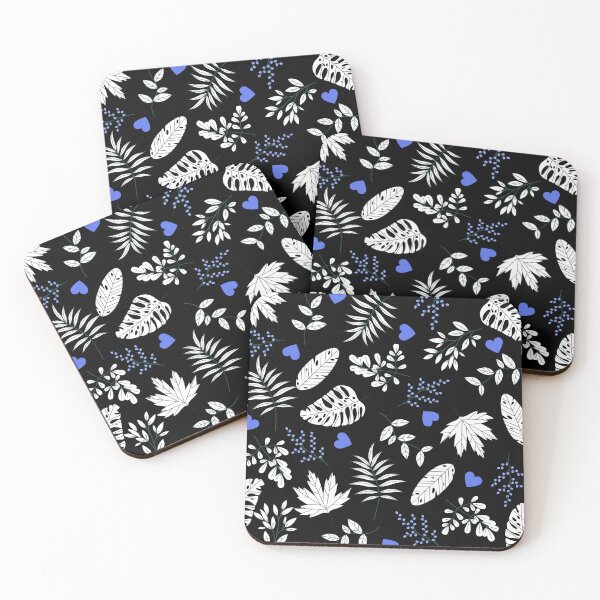 Item preview, Black Forest with White Leaves (with blue) designed and sold by Dorina Larsdotter.