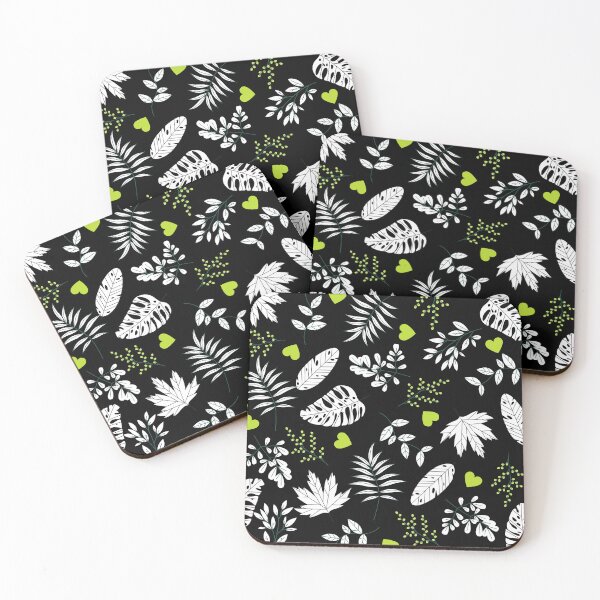 Item preview, Black Forest with White Leaves (with green) designed and sold by Dorina Larsdotter.