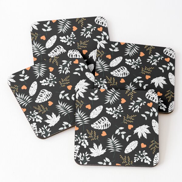 Item preview, Black Forest with White Leaves (with orange) designed and sold by Dorina Larsdotter.
