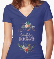Nevertheless, She Persisted Women's Fitted V-Neck T-Shirt