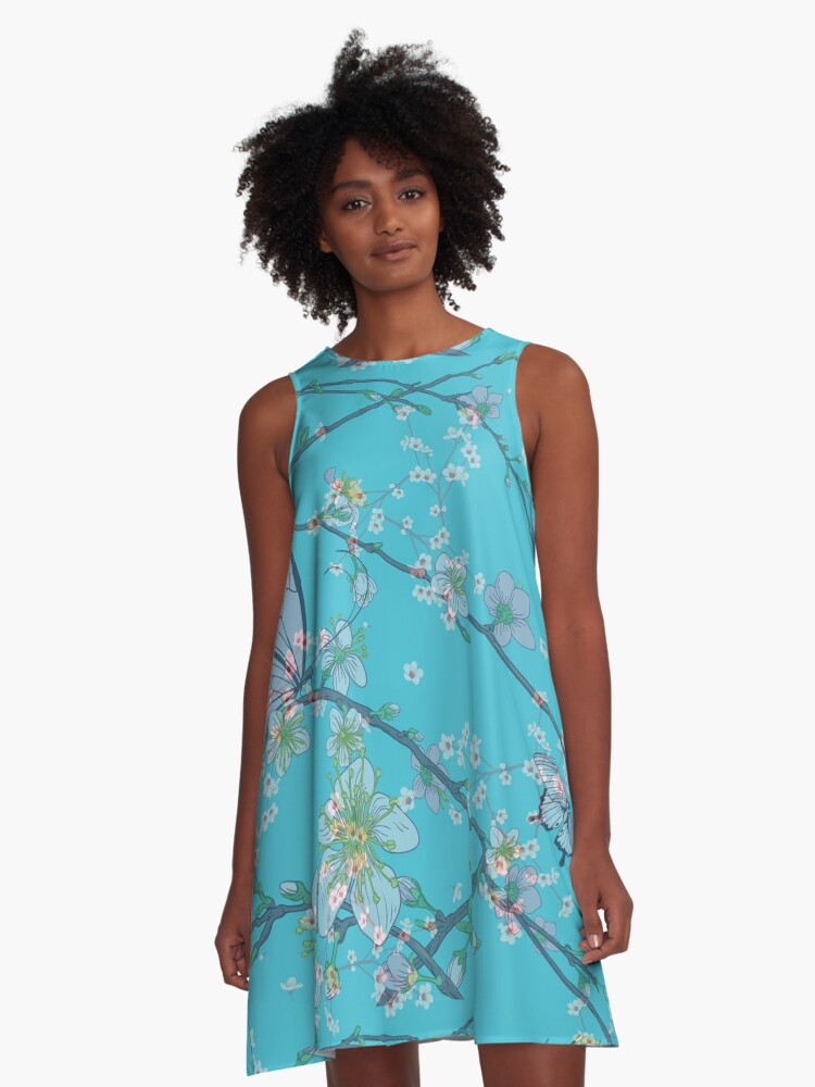 Blue Cherry Blossom Dress