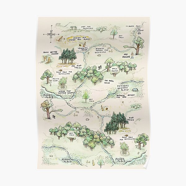 100 Acre Wood Map by E.H. Shepard Poster