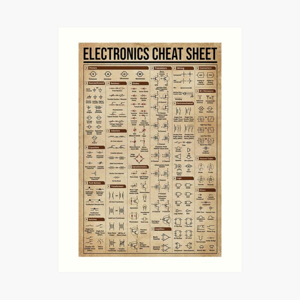  electronics cheat sheet art print for sale by mikeartshop redbubble