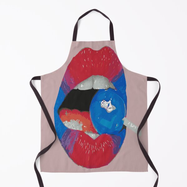 Item preview, blue red glossy lips biting on a sweet lollipop designed and sold by XXgooddeedXX.