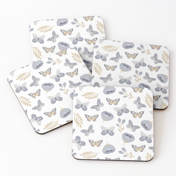 Item preview, Gray butterflies and spring wildflowers in white. designed and sold by FunnyChameleon.