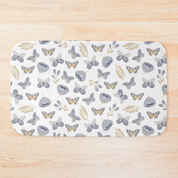 Item preview, Gray butterflies and spring wildflowers in white. designed and sold by FunnyChameleon.