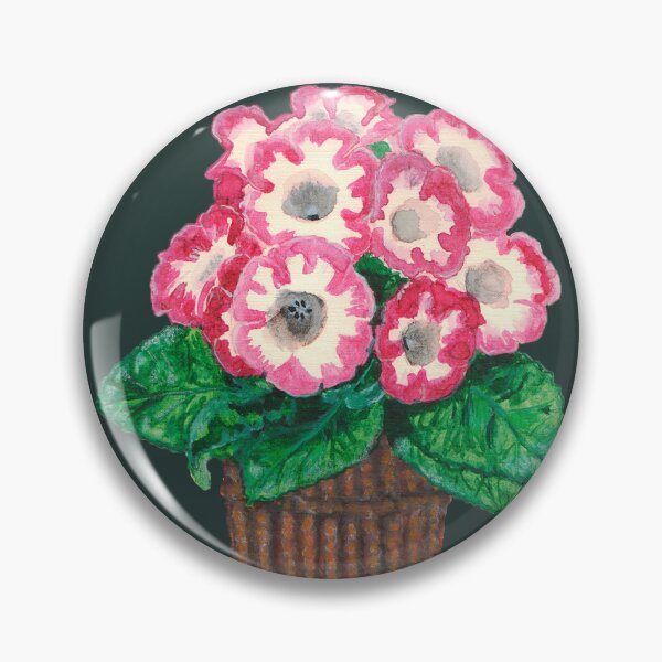 Item preview, Pink gloxinia in brown wicker pot (watercolor and gouache drawing) designed and sold by Alice-Moonbliss.