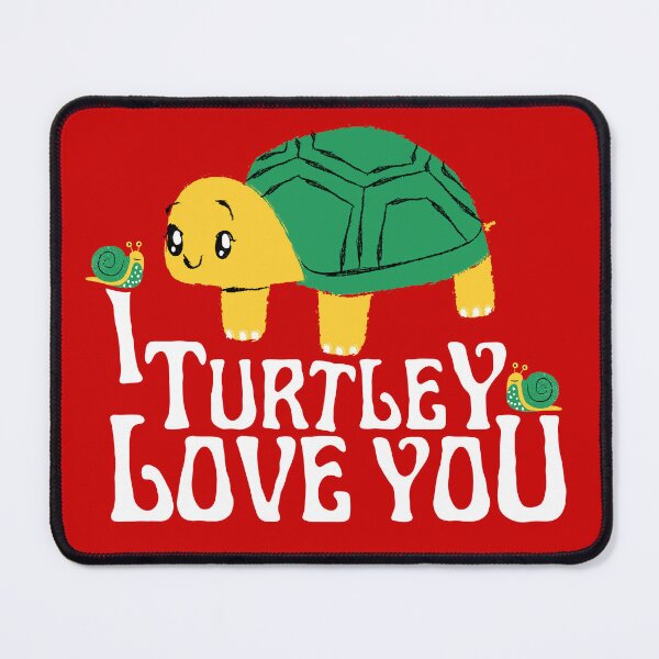 Artikelvorschau, Ich liebe dich, Turtley, süßer lustiger Spruch mit einer Schildkröte und bunten Schnecken entworfen und verkauft von WonkaDunkaDunk.