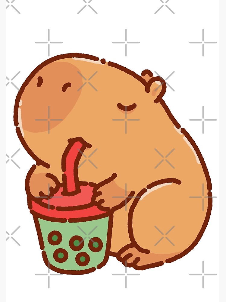 Postkarte for Sale mit Capybara-Muster von manydoodles