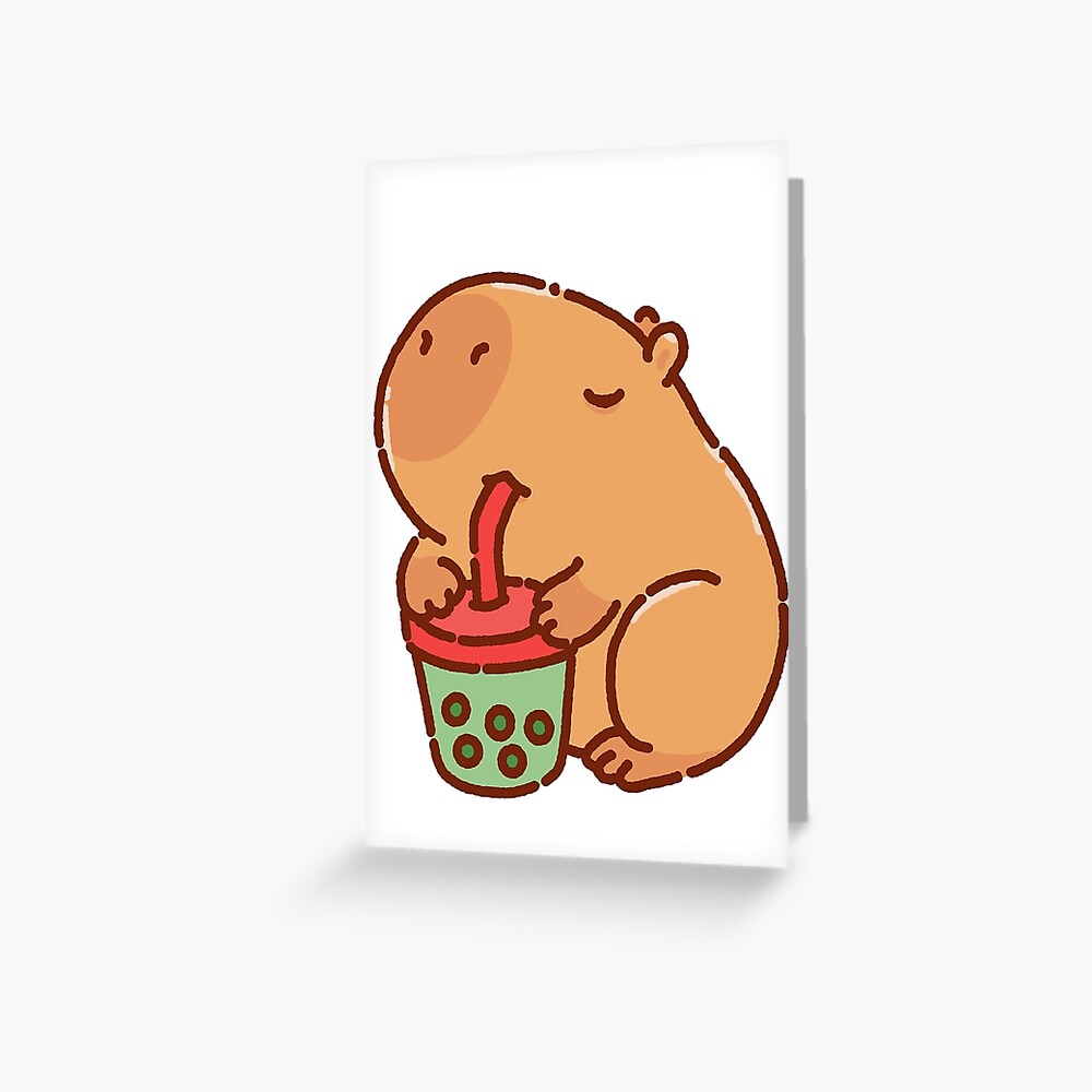 Cute Capybara Drinking Boba Tea Bubble Tea Greeting Card For Sale By Manydoodles Redbubble 4270