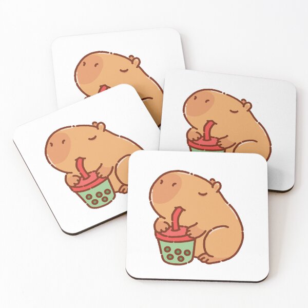 Item preview, Cute capybara drinking boba tea , bubble tea designed and sold by manydoodles.