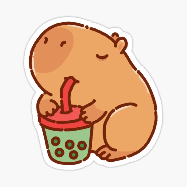 Capybara with a leaf, eat your greens! Sticker for Sale by manydoodles