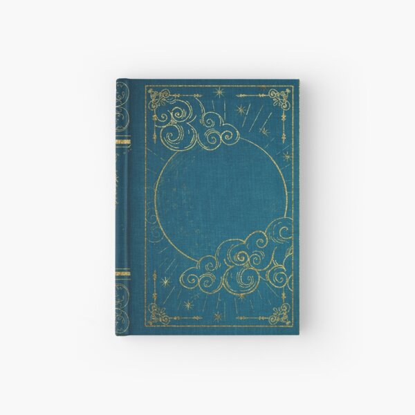 Mystical Dark Moon Vintage Style Grimoire (Turquoise, Gold) Hardcover Journal