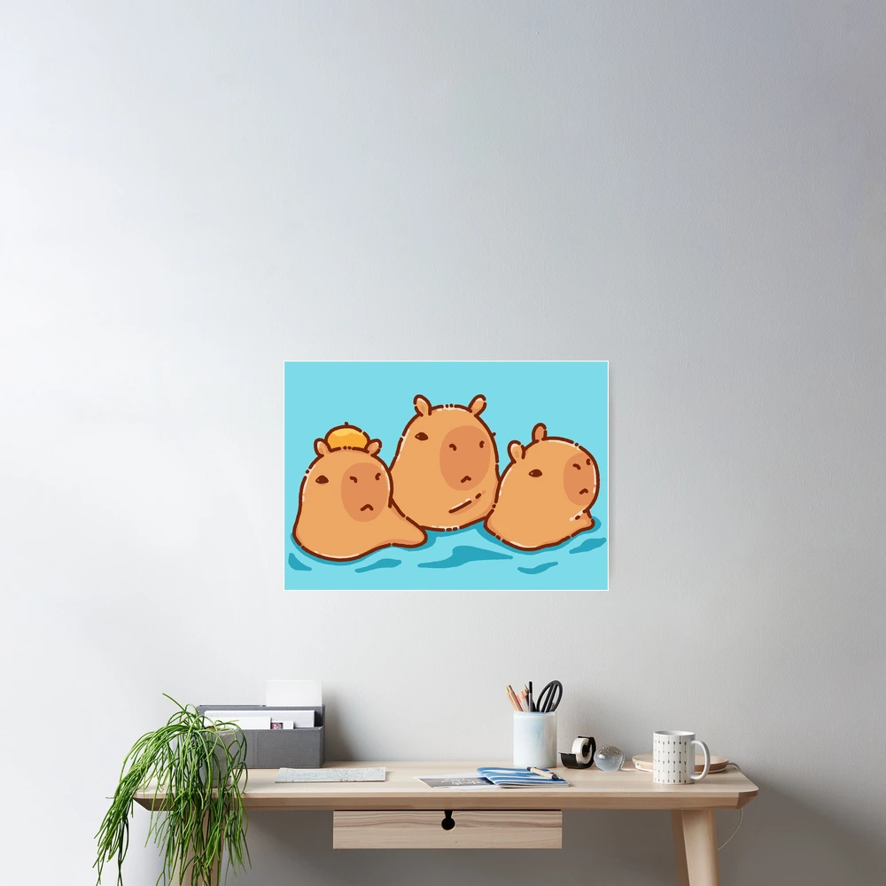 Cute capybara art, illustration seamless pattern Poster for Sale by  manydoodles