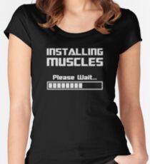 Installing Muscles Please Wait Loading Bar Women's Fitted Scoop T-Shirt