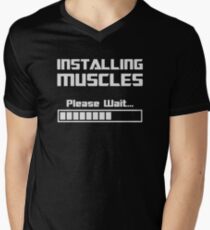 Installing Muscles Please Wait Loading Bar Men's V-Neck T-Shirt