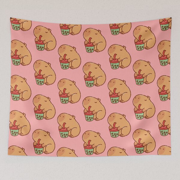 Item preview, Cute capybara drinking boba tea , bubble tea designed and sold by manydoodles.