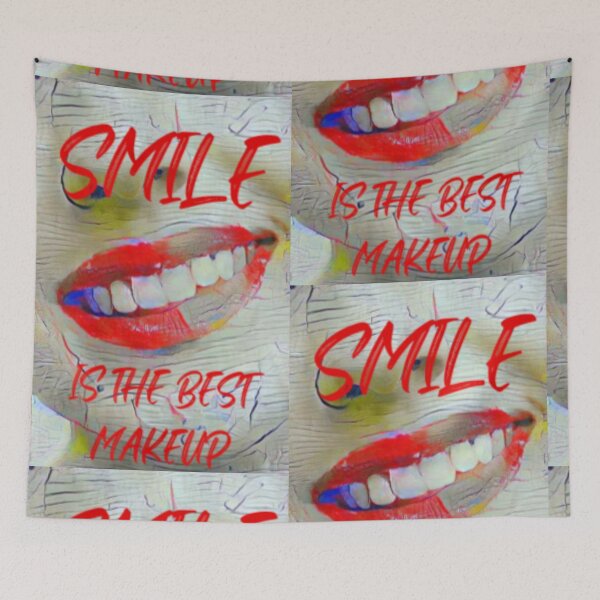 Item preview, Smile is the best make up with red slim wording shown teeth designed and sold by Bekindtome.